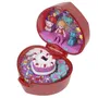Polly Pocket - Coffret Boîte à Bijoux en Forme de Cœur Pailleté Rubis avec Bague - Anniversaire 80e Mattel - Réf. JGK21 - Pour Enfants 4 Ans et Plus