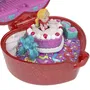 Polly Pocket - Coffret Boîte à Bijoux en Forme de Cœur Pailleté Rubis avec Bague - Anniversaire 80e Mattel - Réf. JGK21 - Pour Enfants 4 Ans et Plus