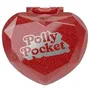 Polly Pocket - Coffret Boîte à Bijoux en Forme de Cœur Pailleté Rubis avec Bague - Anniversaire 80e Mattel - Réf. JGK21 - Pour Enfants 4 Ans et Plus