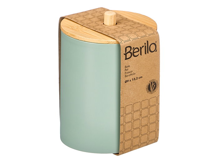 Berilo Bocal Plastique avec Couvercle Bambou Vert Menthe 9x13,5x9 cm (Set de 24)