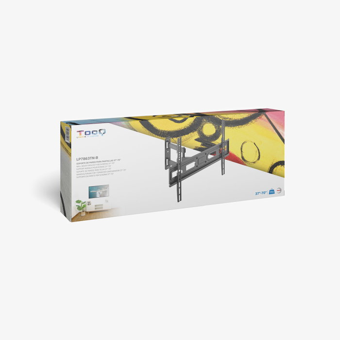 Tooq Support Mural pour Écrans 37-70 Pouces, VESA jusqu'à 600x400, Inclinable et Orientable, Noir
