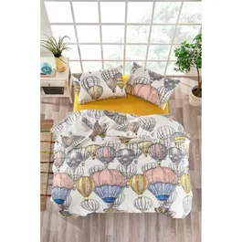 Ensemble de Lit 100% Coton Renforcé - Housse de Couette 240 x 220 cm + 2 Taies d'Oreiller 60 x 60 cm - Couleur Moutarde