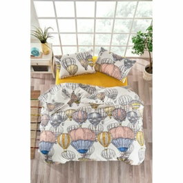 Parure de couette Moutarde et Blanc King size 3 pièces