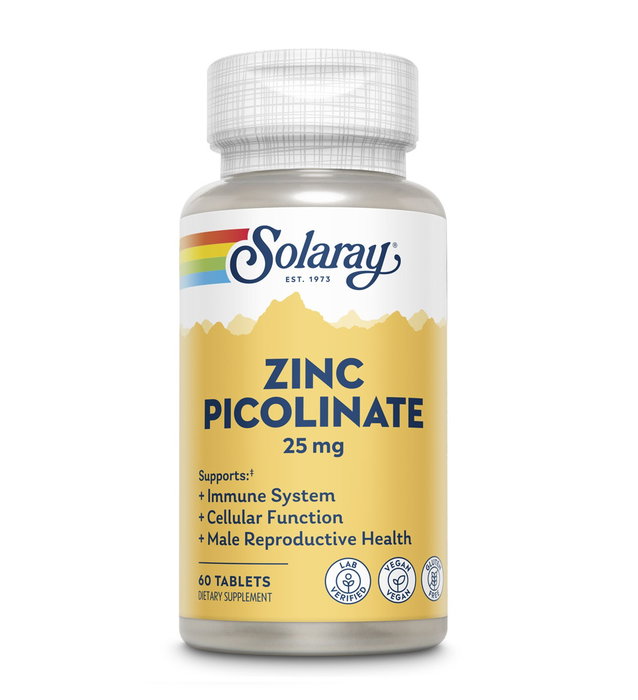 SOLARAY Zinc Picolinate 25 mg, 60 comprimés SOLARAY Zinc Picolinate 25 mg, 60 comprimés