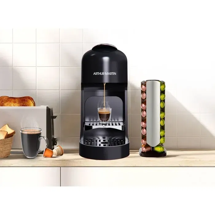 Arthur Martin AMN230N Machine à café à capsules, Compatible Nespresso, Expresso et Lungo, 1400 W, 20 bars, Noir