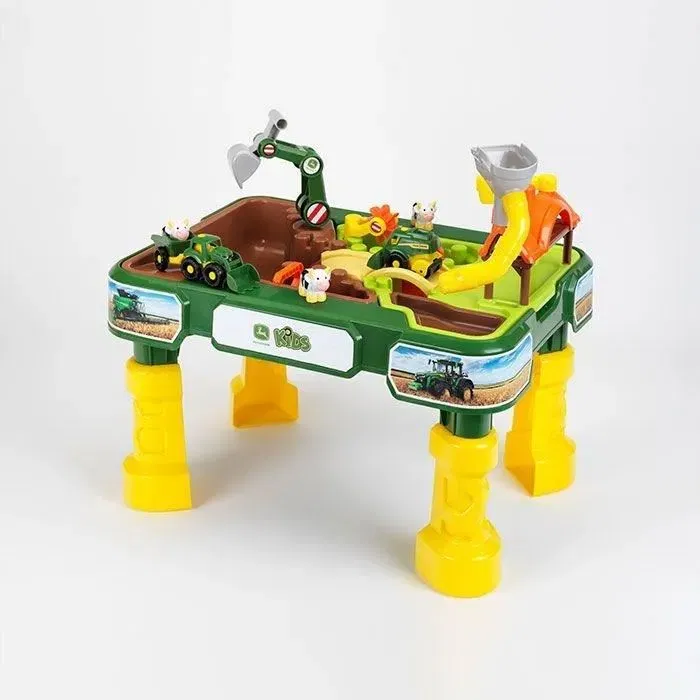 Klein John Deere 3948 Table Multi Jeux Sable et Eau pour Enfant avec Bac, Pelle et Accessoires, Jaune, 3 ans et Plus
