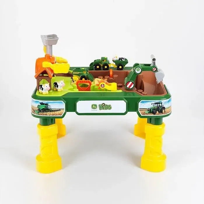 Klein John Deere 3948 Table Multi Jeux Sable et Eau pour Enfant avec Bac, Pelle et Accessoires, Jaune, 3 ans et Plus