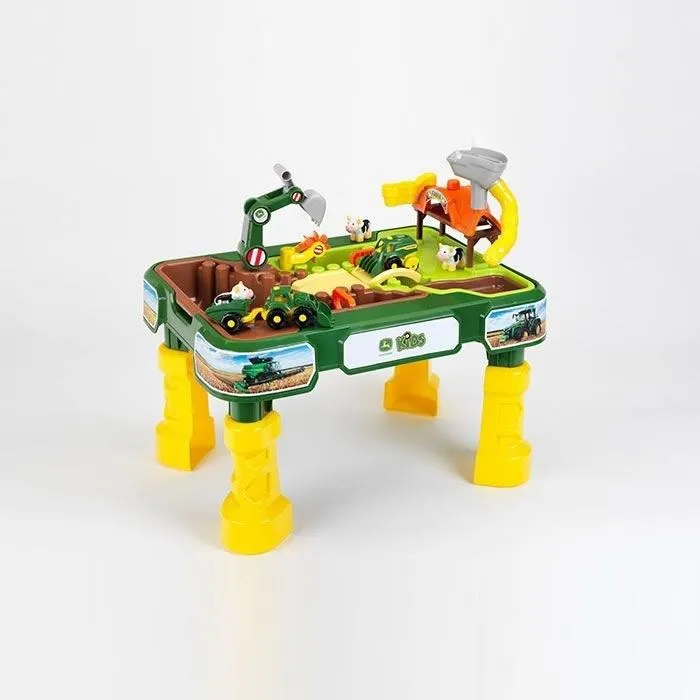 Klein John Deere 3948 Table Multi Jeux Sable et Eau pour Enfant avec Bac, Pelle et Accessoires, Jaune, 3 ans et Plus