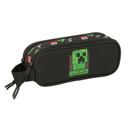 Trousse Fourre-Tout Double Minecraft Noir 21 x 8 x 6 cm