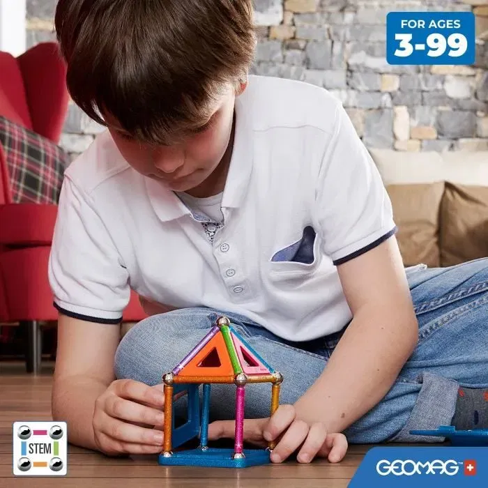 Geomag - Coffret de construction magnétique Glitter Panels 35 pièces - Jeu créatif pour enfants et adultes - Avec plastique 100% recyclé