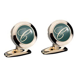 Chopard Boutons de manchette Classic ronds en or rose et cristal vert