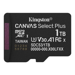 Kingston Carte Mémoire Micro SDXC Canvas Select Plus Gen3 1 To 150 Mo/s Lecture A1