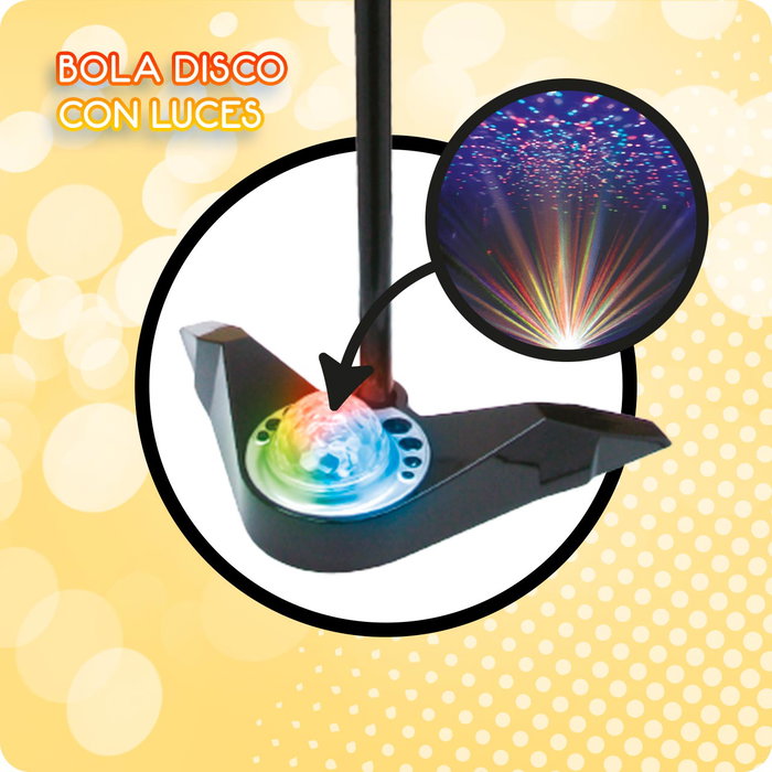 DEQUBE Microphone de Karaoké sur Pied avec Boule Disco DEQUBE Microphone de Karaoké sur Pied avec Boule Disco