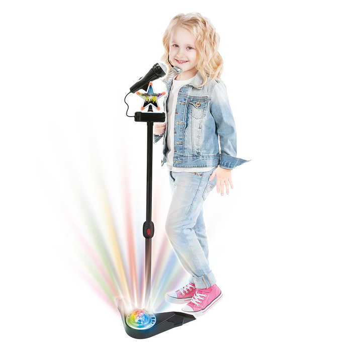 DEQUBE Microphone de Karaoké sur Pied avec Boule Disco DEQUBE Microphone de Karaoké sur Pied avec Boule Disco
