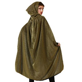 Capuchon reversible adulte 1.20 m noir et doré avec capuche - pour déguisement, cosplay, Halloween, carnaval