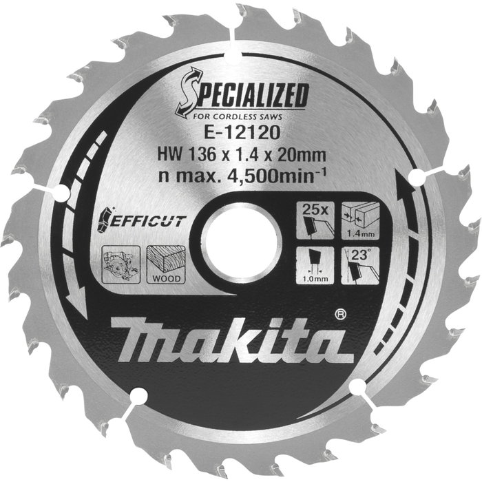 Makita E-12120 EFFICUT Lame de scie circulaire 136x20x25Z Makita E-12120 EFFICUT Lame de scie circulaire 136x20x25Z