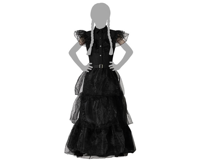 Atosa Déguisement de Fille Morte avec Robe Longue Noire et Ceinture