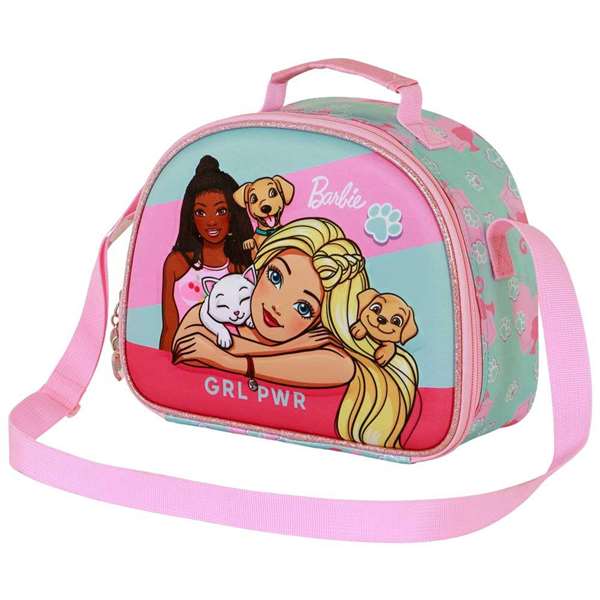 Barbie Pets Sac à Goûter Isotherme 3D avec Crémaillère, Design en Relief et Bretelle Réglable - Dimensions 25.5 x 10 x 20 cm - À partir de 3 ans