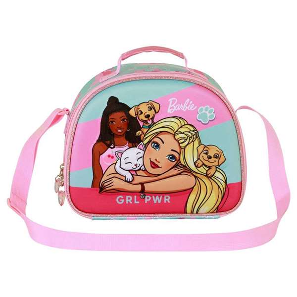 Barbie Pets Sac à Goûter Isotherme 3D avec Crémaillère, Design en Relief et Bretelle Réglable - Dimensions 25.5 x 10 x 20 cm - À partir de 3 ans