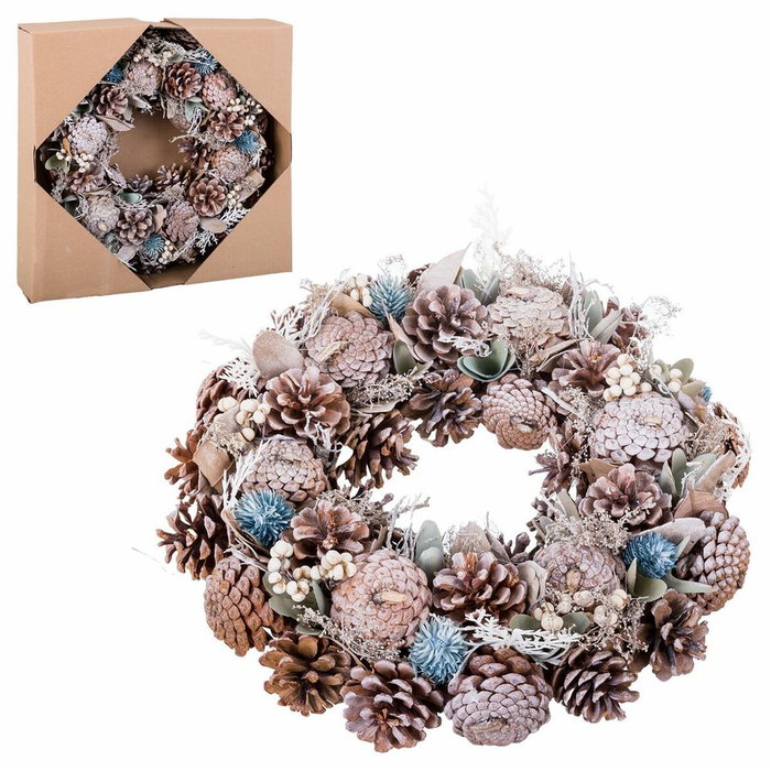 BigBuy Home Couronne de Noël Bleu Blanc Ananas 36 x 9 x 36 cm BigBuy Home Couronne de Noël Bleu Blanc Ananas 36 x 9 x 36 cm
