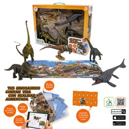 Collecta Pack de 5 créatures préhistoriques avec cartes AR Échelle XL