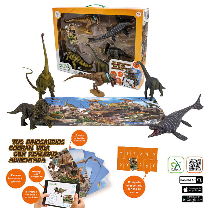Collecta - Pack de 5 figurines préhistoriques XL avec cartes AR - Figurines peintes à la main détaillées - Matériaux haute qualité - À partir de 3 ans - Multilingue Collecta - Pack de 5 figurines préhistoriques XL avec cartes AR - Figurines peintes à la main détaillées - Matériaux haute qualité - À partir de 3 ans - Multilingue