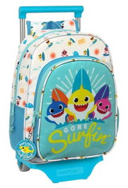 Safta Mochila Mod. 185 avec chariot 705 Baby Shark Surfing - Sac à dos enfant 26x34x11cm - Recommandé 3 à 99 ans