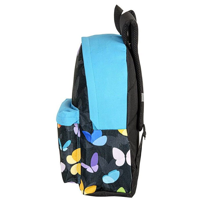 PERONA Sac à Dos Junior 43 cm à Motif Papillons, Dos et Bretelles Rembourrés, Système Adaptable pour Chariot, Compartiments Multiples, Réfléchissant