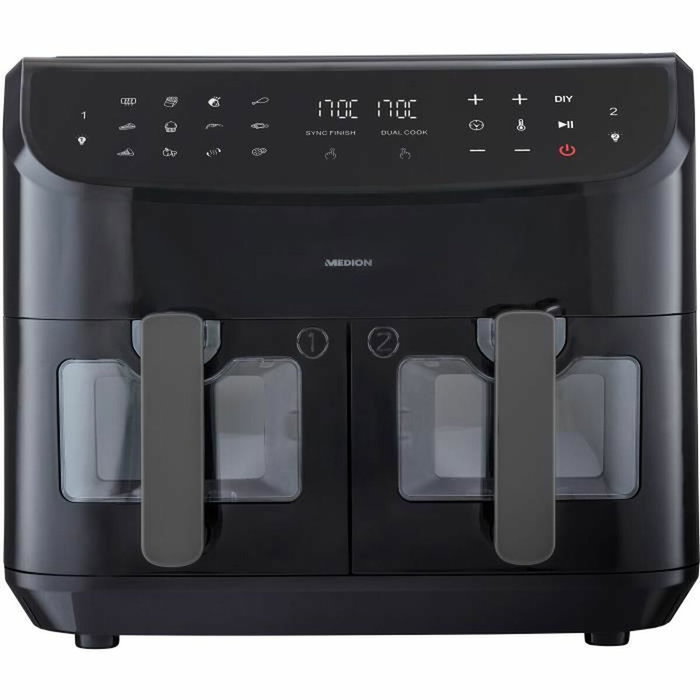 Medion P20 XXL Twin Friteuse à Air Chaud, 8,7 L, Noir Medion P20 XXL Twin Friteuse à Air Chaud, 8,7 L, Noir