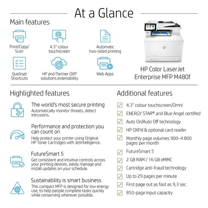 HP LaserJet Enterprise M480f Imprimante multifonction couleur HP LaserJet Enterprise M480f Imprimante multifonction couleur
