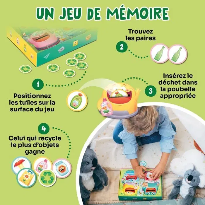 GEOMAG Hungry Bins - Jeu éducatif sur le tri sélectif des déchets - Apprentissage par couleurs pour enfants à partir de 3 ans - Marque Adventerra