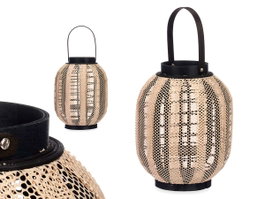 GIFTDECOR Lot de 2 Lanternes Porte-Bougies avec Anse Ovale Beige et Noir