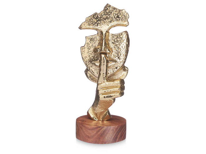 Giftdecor Figurine Métal Silencieuse Or avec Support Bois 12 x 29 x 11 cm (Set de 6) Giftdecor Figurine Métal Silencieuse Or avec Support Bois 12 x 29 x 11 cm (Set de 6)