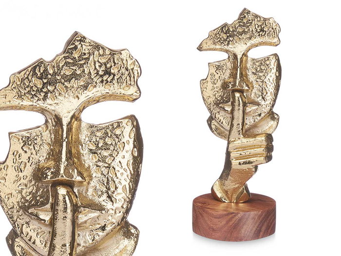 Giftdecor Figurine Métal Silencieuse Or avec Support Bois 12 x 29 x 11 cm (Set de 6) Giftdecor Figurine Métal Silencieuse Or avec Support Bois 12 x 29 x 11 cm (Set de 6)