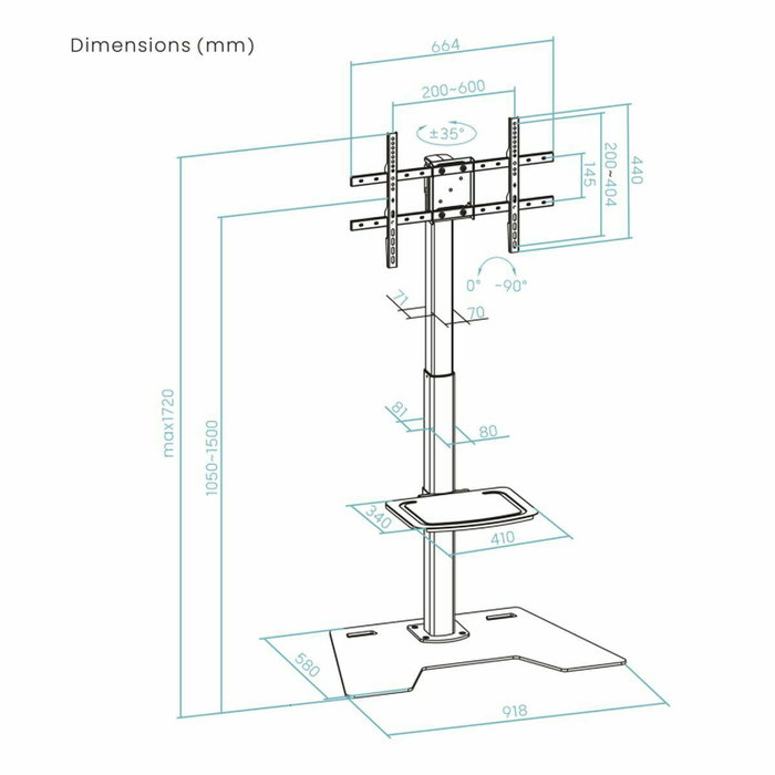 Support de TV TooQ FS2284M-B 70" 70 Kg