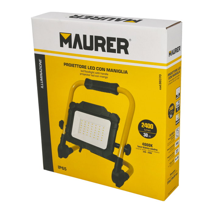 MAURER Projecteur LED Plat Portable 50W 4000K IP65