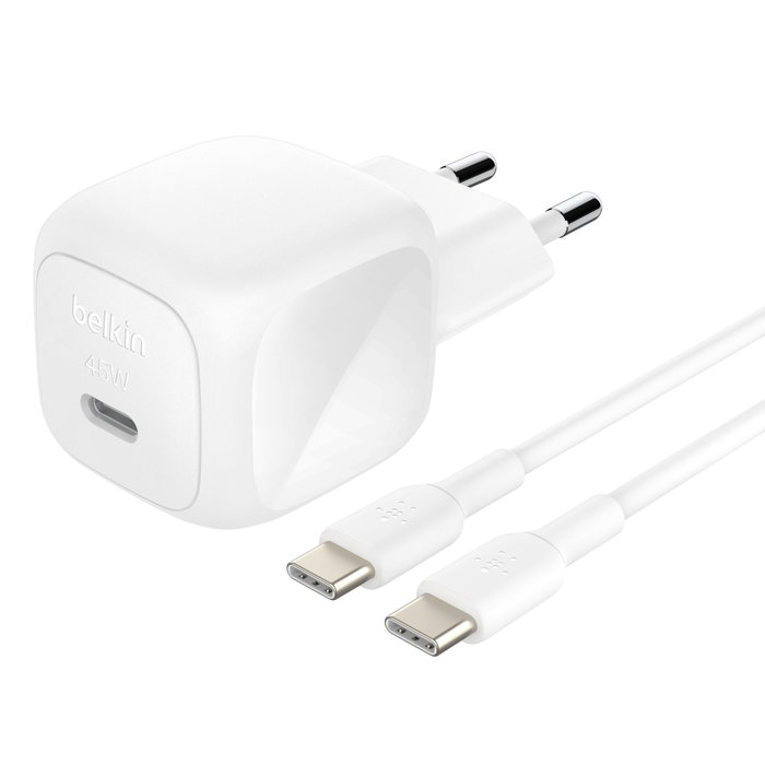 Belkin BOOST Charge USB-C 45 W avec câble USB-C de 2 m, blanc Belkin BOOST Charge USB-C 45 W avec câble USB-C de 2 m, blanc