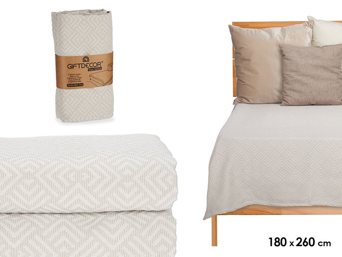 GIFTDECOR Couvre-lit Géométrique Beige 180x260cm GIFTDECOR Couvre-lit Géométrique Beige 180x260cm