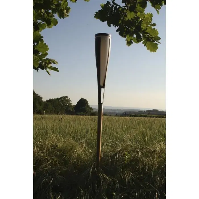 Epi Lampe solaire extérieure en bois et métal de grande taille, blanc