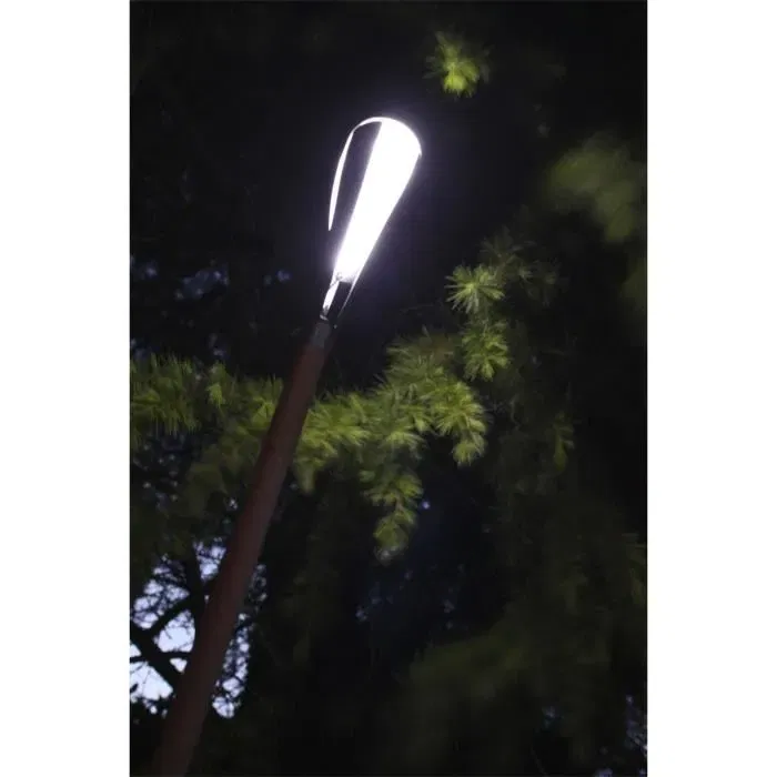 Epi Lampe solaire extérieure en bois et métal de grande taille, blanc