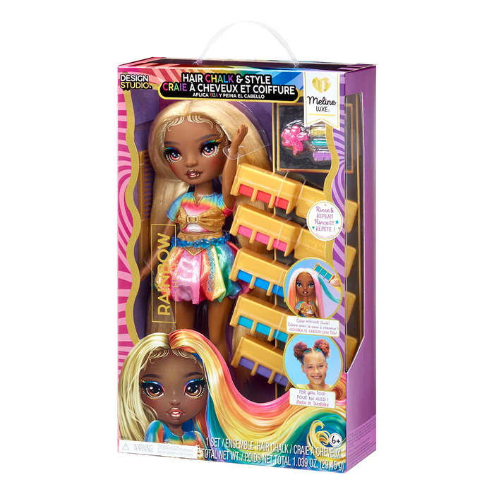 MGA Poupée Rainbow High Hair Play Fashion Meline 526797, DIY Coiffure Créative, +6 Ans