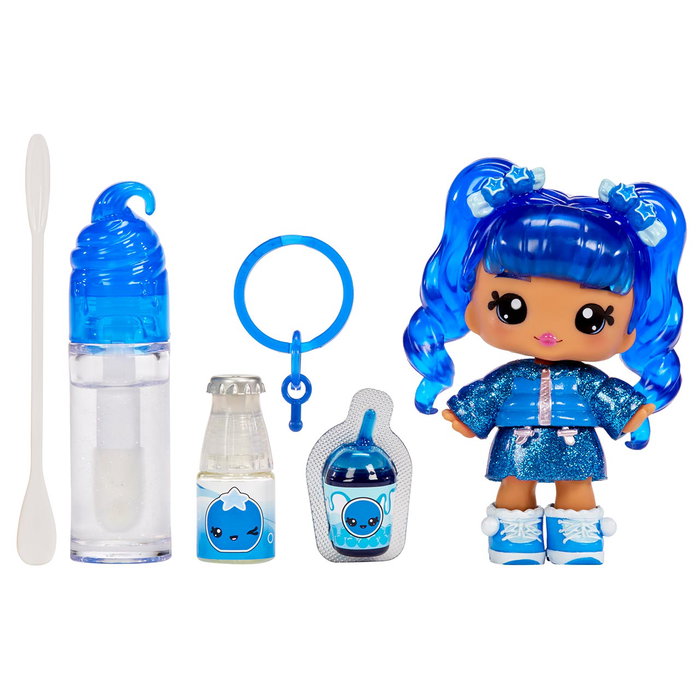 MGA Yummiland Lipgloss Rory Myrtille - Labial brillant parfumé à créer - Poupée articulée et gommeuse - Jouet pour enfants +4 ans