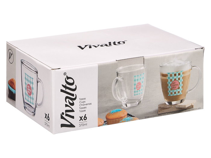 VIVALTO Tazza Vidrio Hot Coffee 370ml, Lot de 24