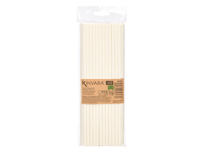 KINVARA Set de 50 pailles en papier blanc avec présentoir