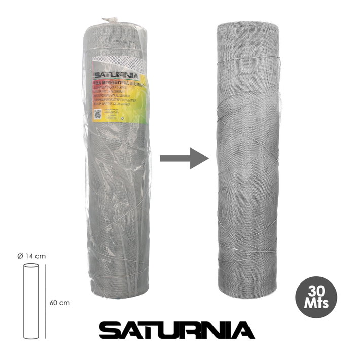 SATURNIA Toile moustiquaire en aluminium 60 cm x 30 m