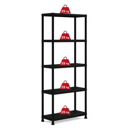 Keter - ETAGERE PLUS 75/5 - Etagère de rangement 5 tablettes, 75 x 32 x 176 cm, capacité 25 kg par tablette, Noir