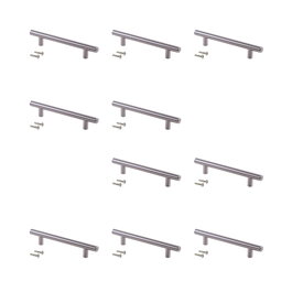 Emuca Lot de 10 poignées Orlando 528 mm, entraxe 448 mm, Nickel satiné