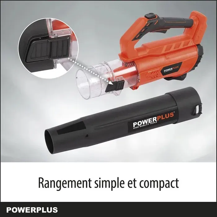 Powerplus Souffleur sur batterie 40 V, vitesse d'air 200 km/h, volume d'air 13.8 m³/min, sans batterie ni chargeur, orange/noir Powerplus Souffleur sur batterie 40 V, vitesse d'air 200 km/h, volume d'air 13.8 m³/min, sans batterie ni chargeur, orange/noir