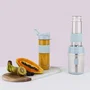 H.Koenig Mini Blender SMOO16 - 300 W, 570 mL, Bleu pastel, 2 gourdes incluses, Sans BPA, Corps en acier inoxydable
