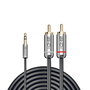 Lindy Cromo Line - Câble Audio 3.5mm Jack (Mâle) vers RCA (Mâle) 3m - Haute Qualité, Connecteurs plaqués or 24 carats, Gaine TPE souple